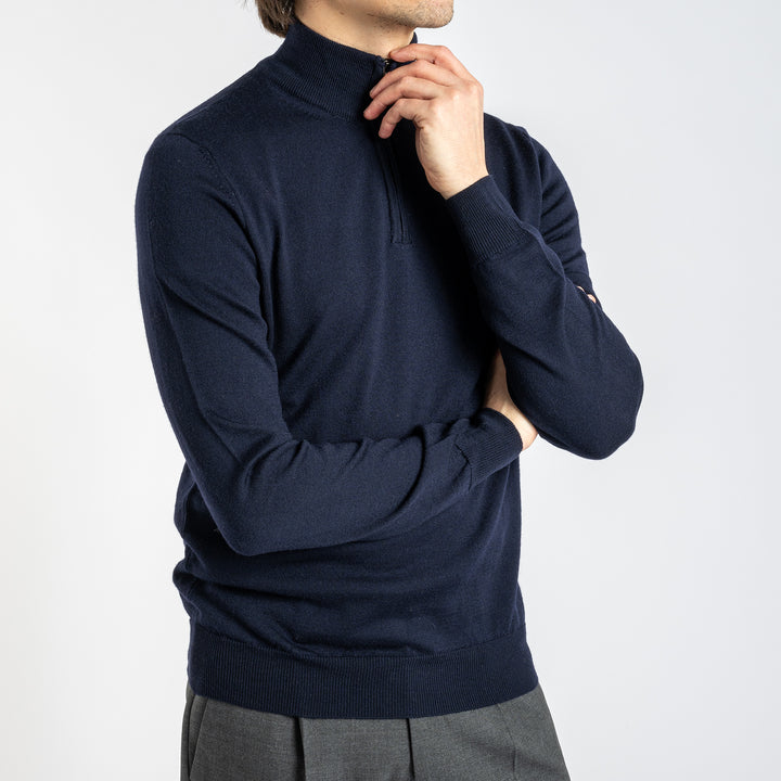 Luxury Merino Half Zip Navy