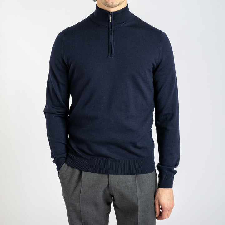 Luxury Merino Half Zip Navy