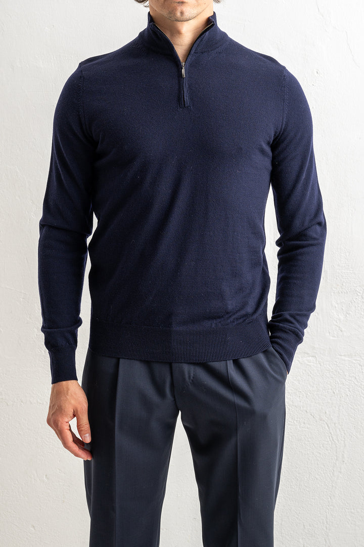 Superfine Merino Halfzip Navy
