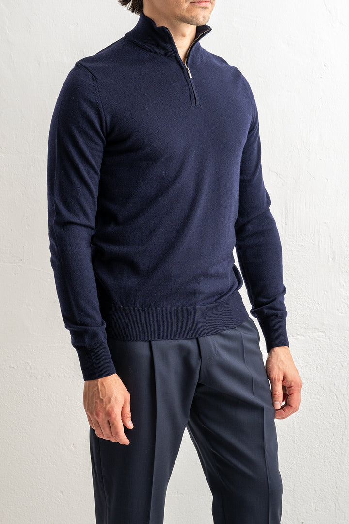Superfine Merino Halfzip Navy