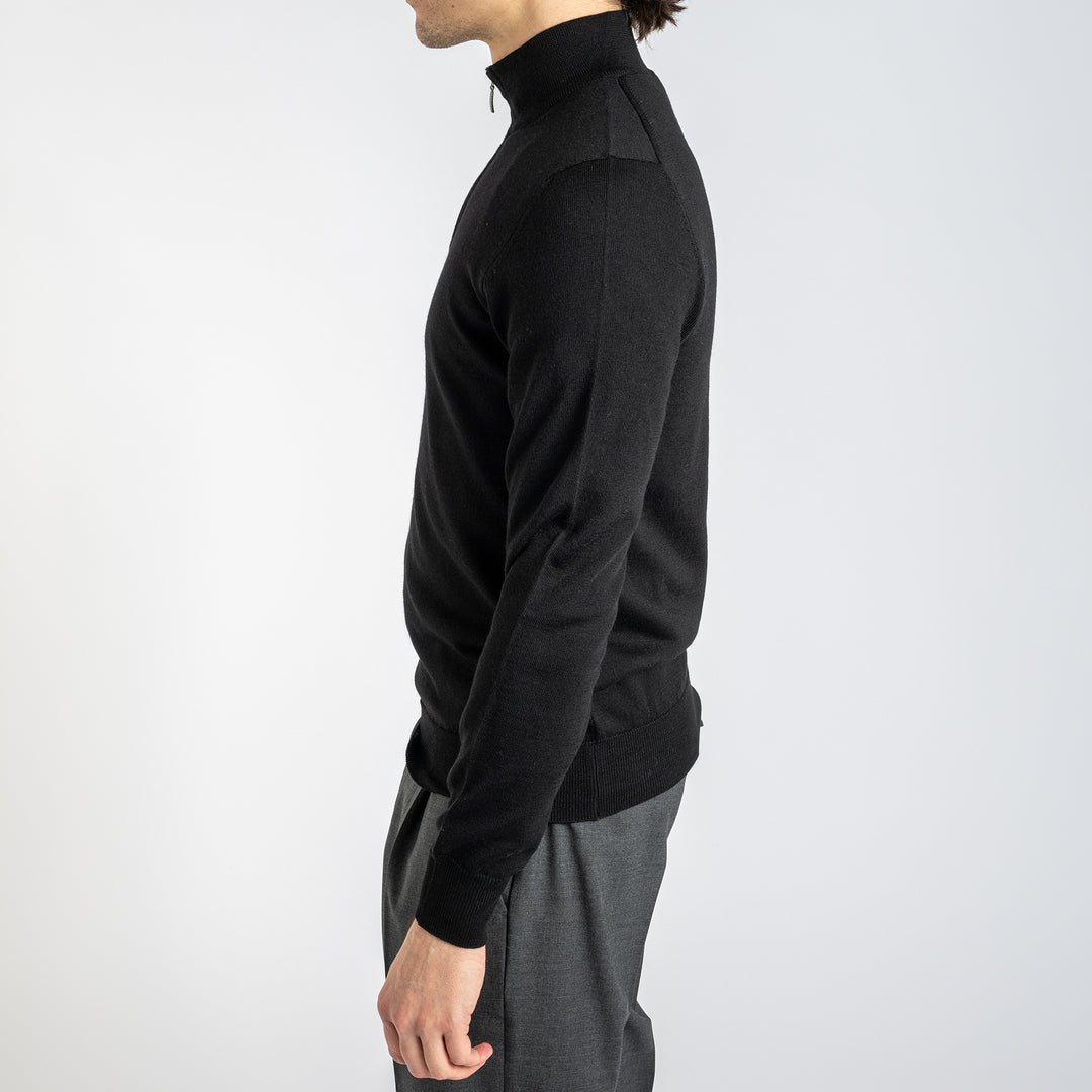 Luxury Merino Half Zip Black