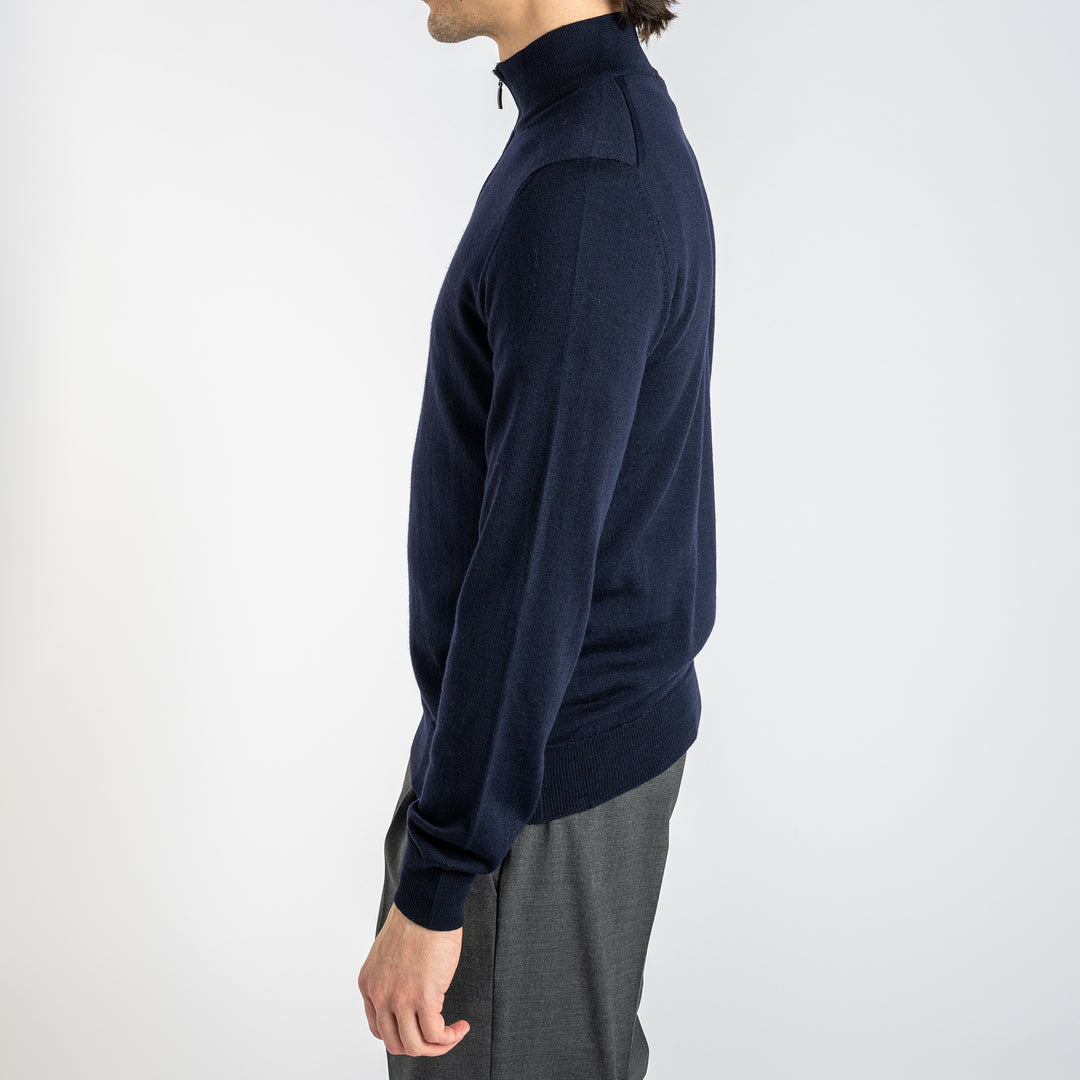 Luxury Merino Half Zip Navy