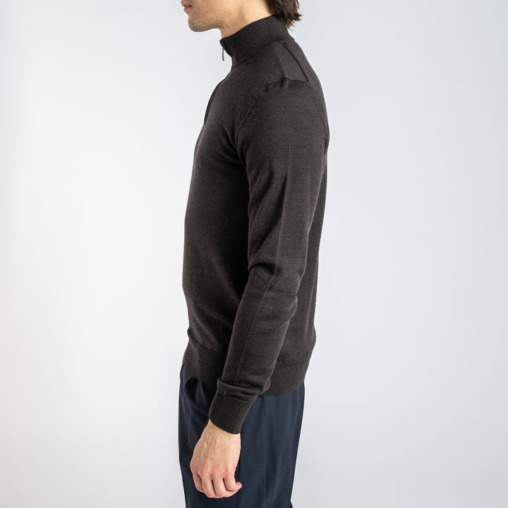 Luxury Merino Half Zip Dark Brown