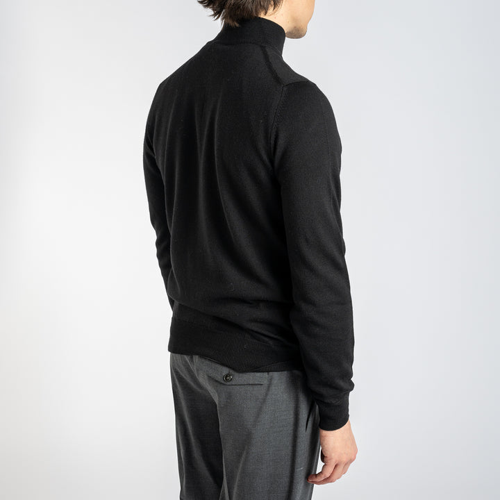 Luxury Merino Half Zip Black