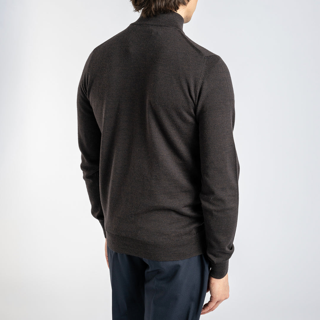 Luxury Merino Half Zip Dark Brown