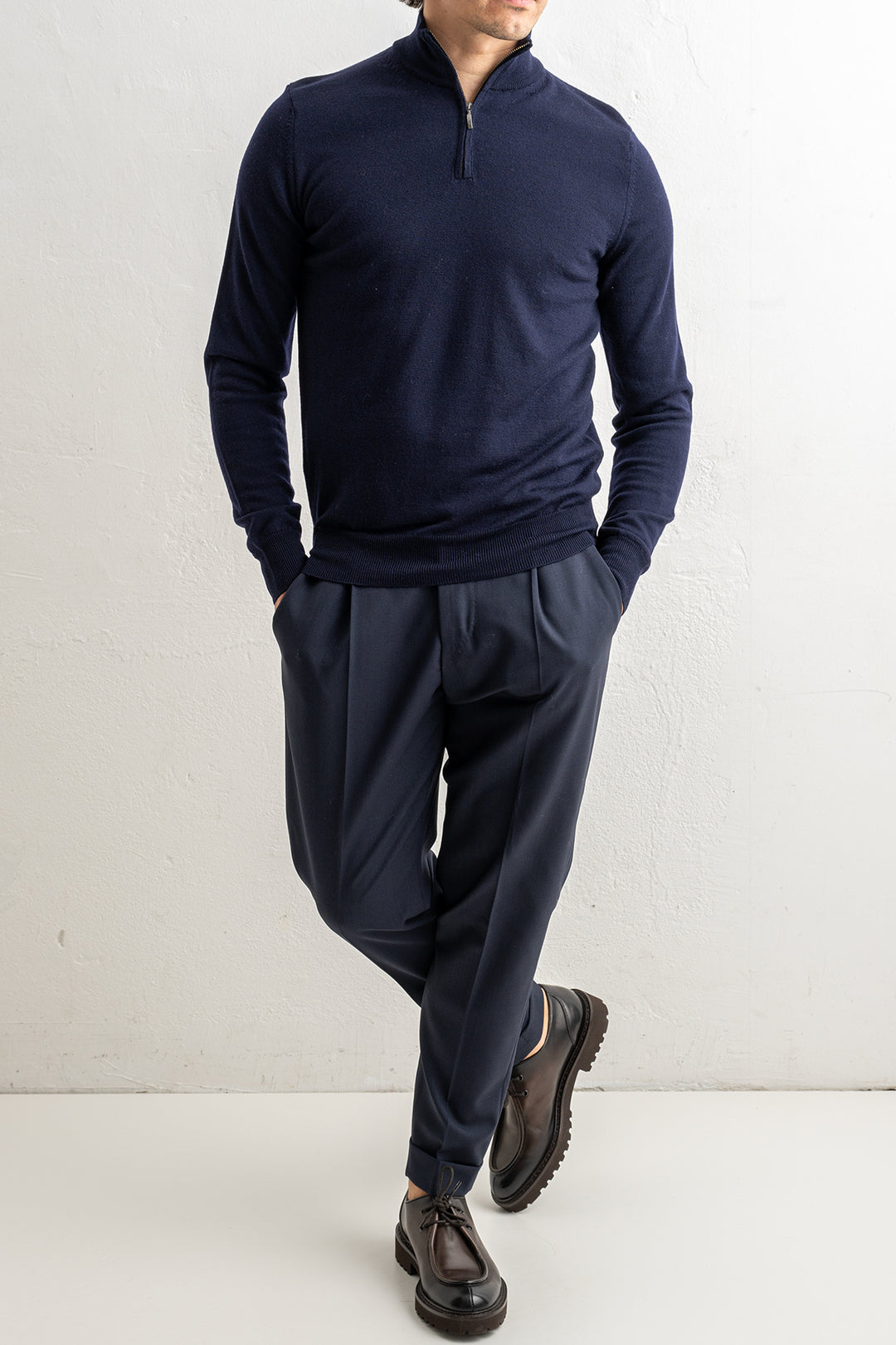 Superfine Merino Halfzip Navy