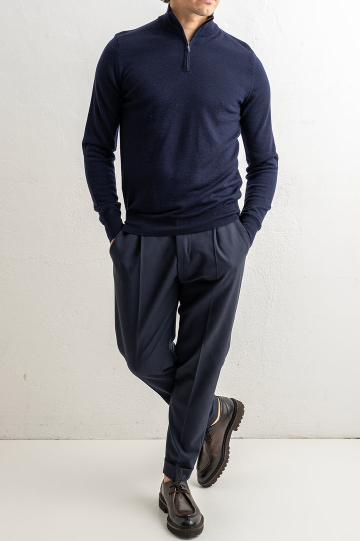 Superfine Merino Halfzip Navy