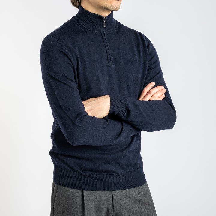 Luxury Merino Half Zip Navy