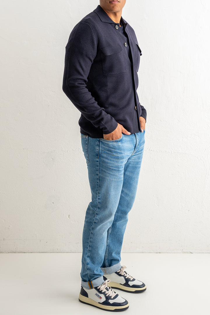 Hybrid Knitwear Overshirt Navy