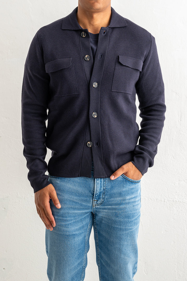 Hybrid Knitwear Overshirt Navy