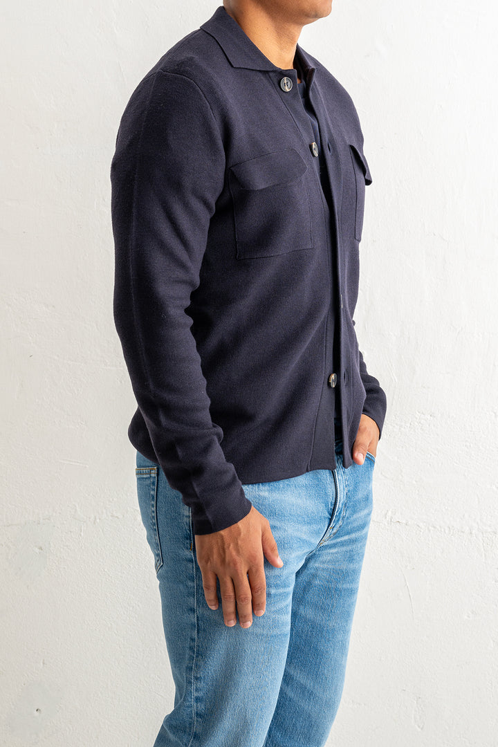 Hybrid Knitwear Overshirt Navy
