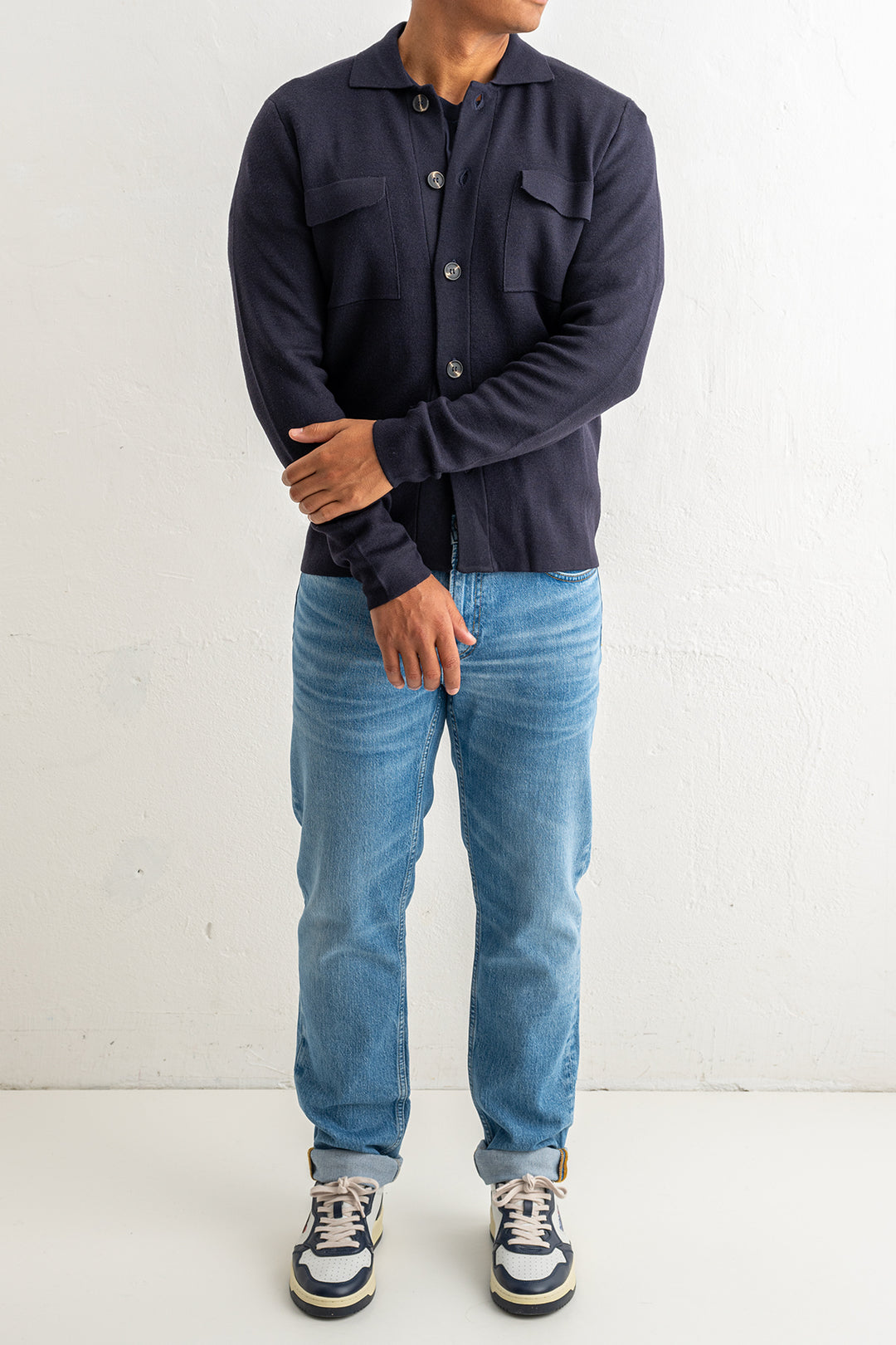 Hybrid Knitwear Overshirt Navy