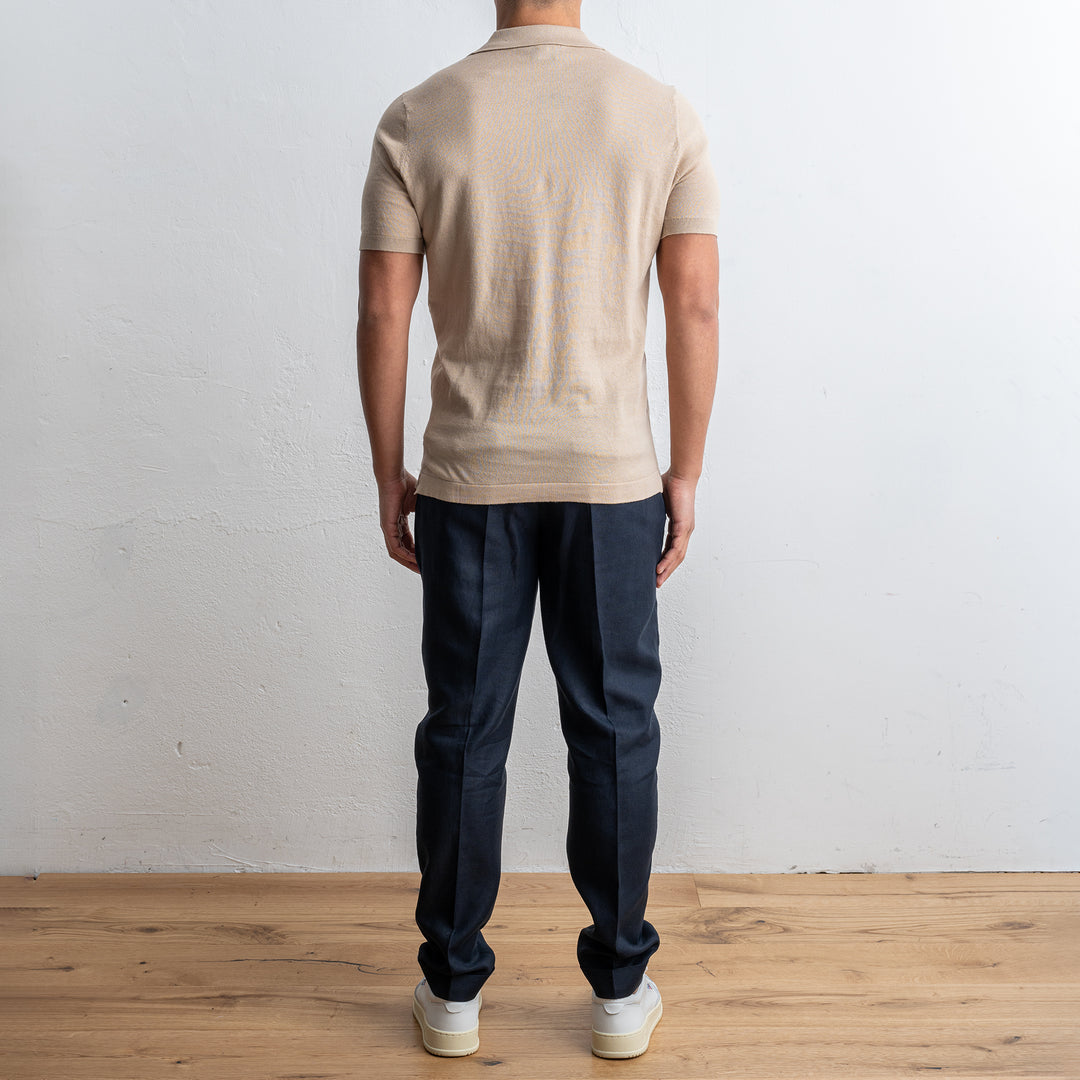 Open Polo Neck Beige