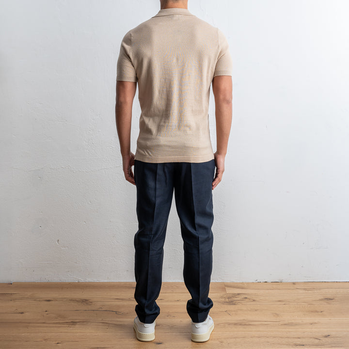 Open Polo Neck Beige