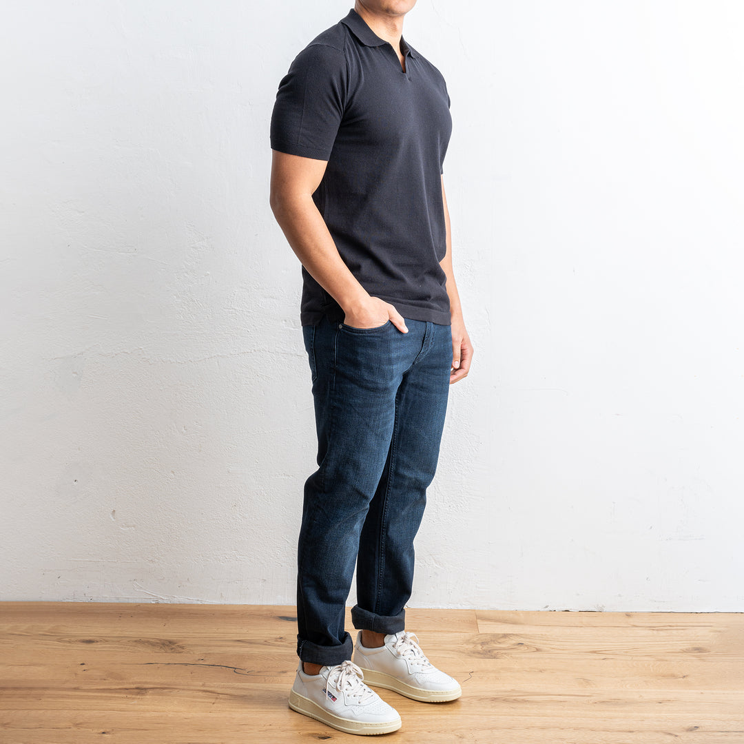 Open Polo Neck Black