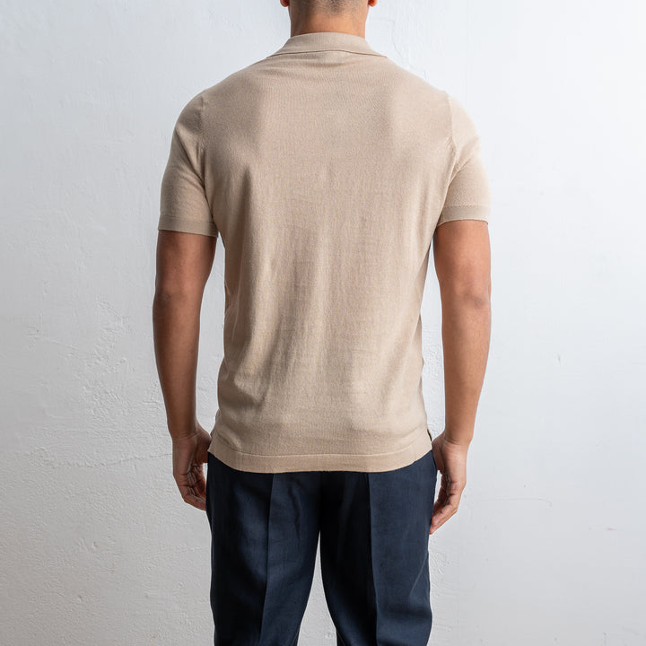 Open Polo Neck Beige