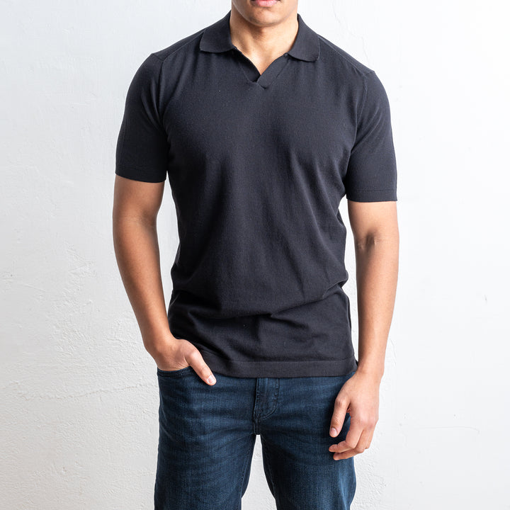 Open Polo Neck Black