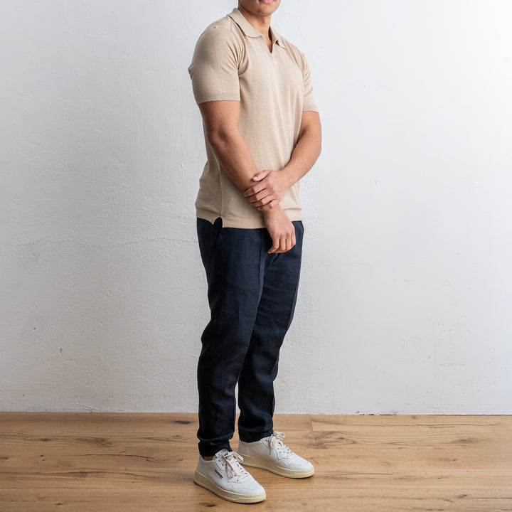 Open Polo Neck Beige