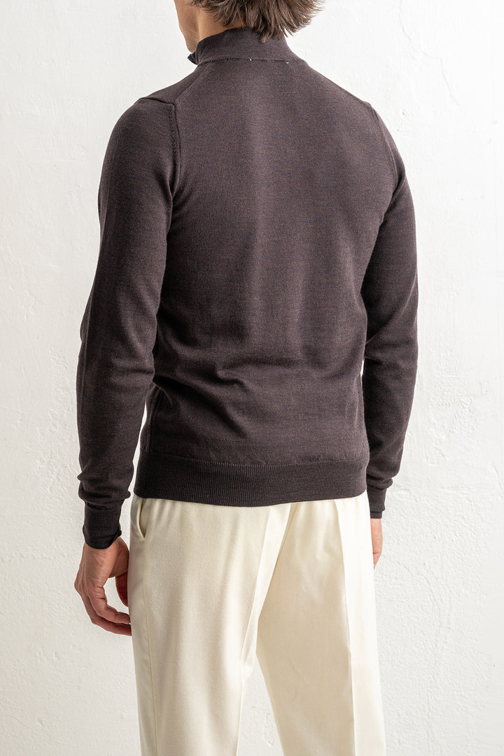 Superfine Merino Halfzip Brown