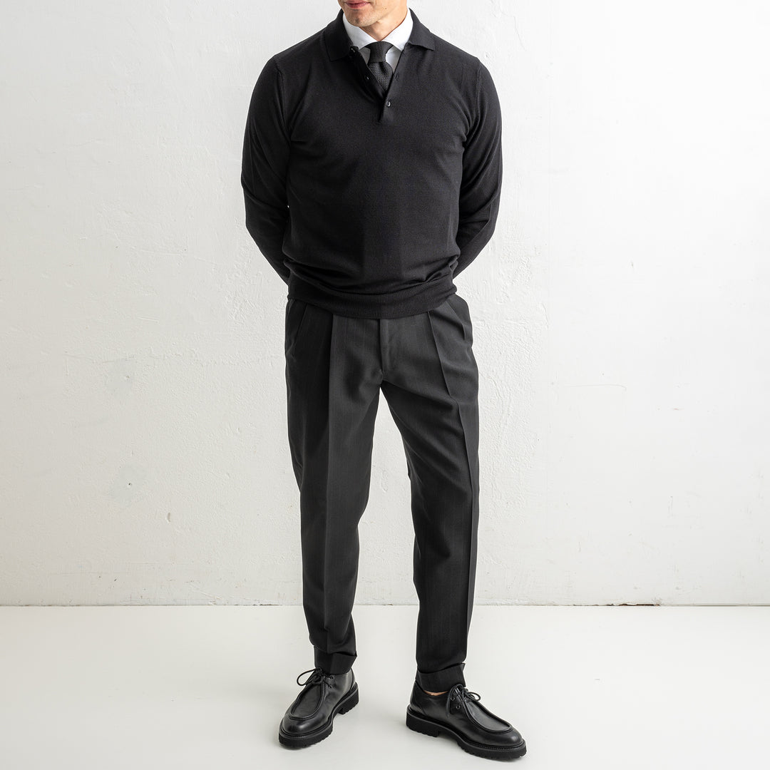 Merino Wool Polo Neck Black