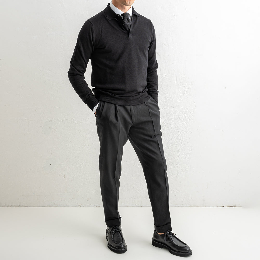Merino Wool Polo Neck Black