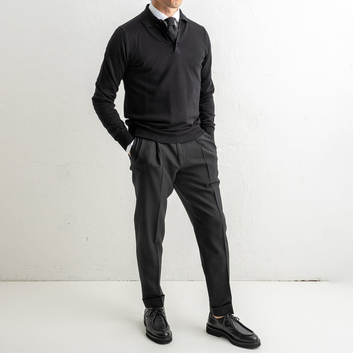 Merino Wool Polo Neck Black