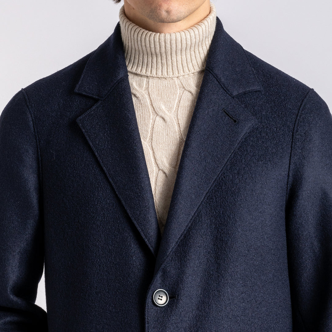 Pressed Wool Coat Navy