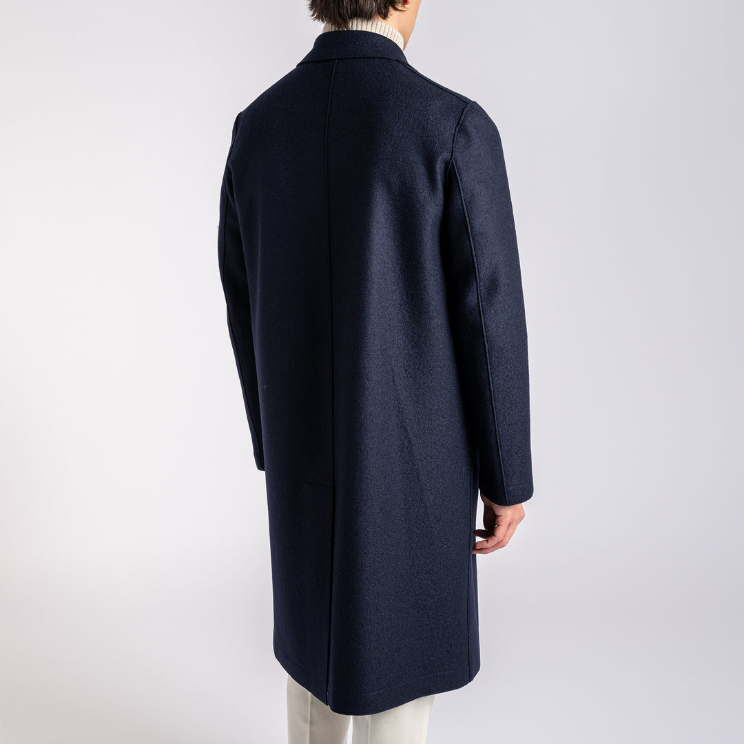 Pressed Wool Coat Navy