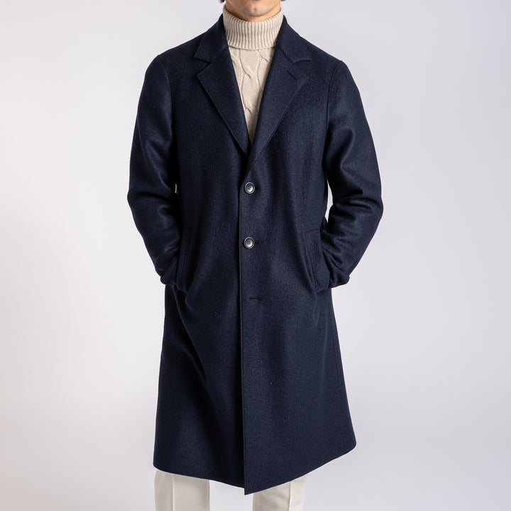 Pressed Wool Coat Navy