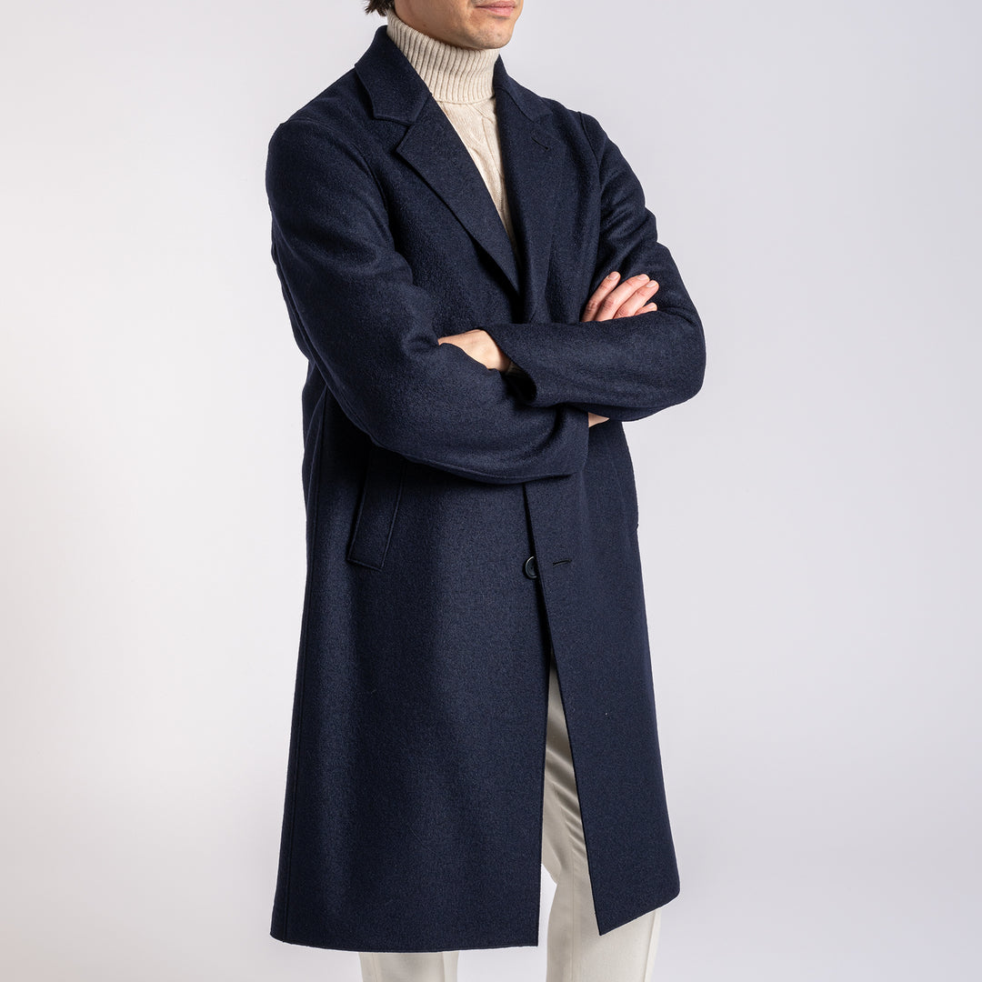 Pressed Wool Coat Navy