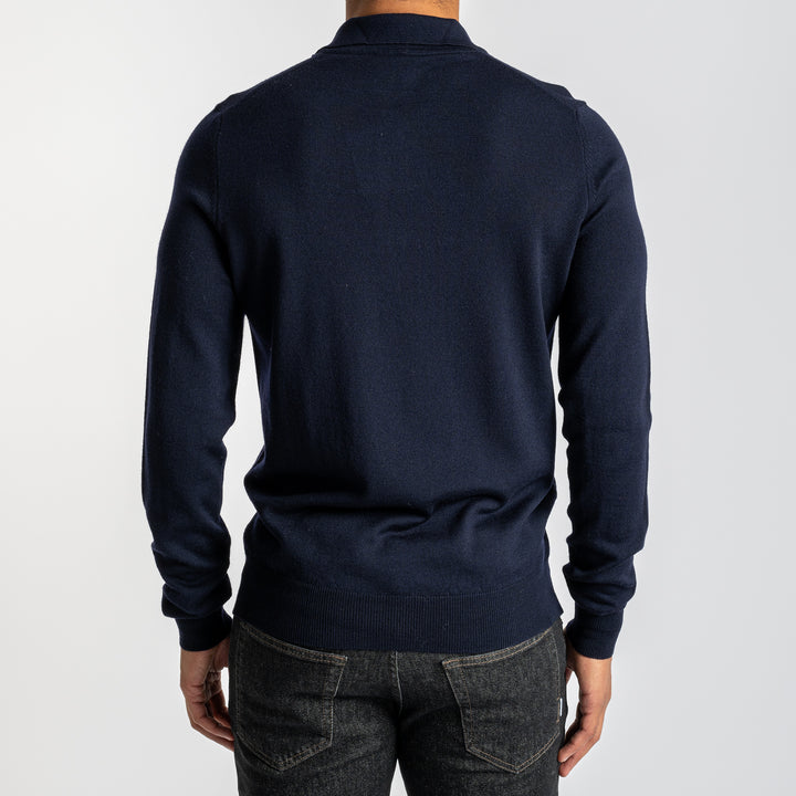 Merino Wool Polo Neck Navy