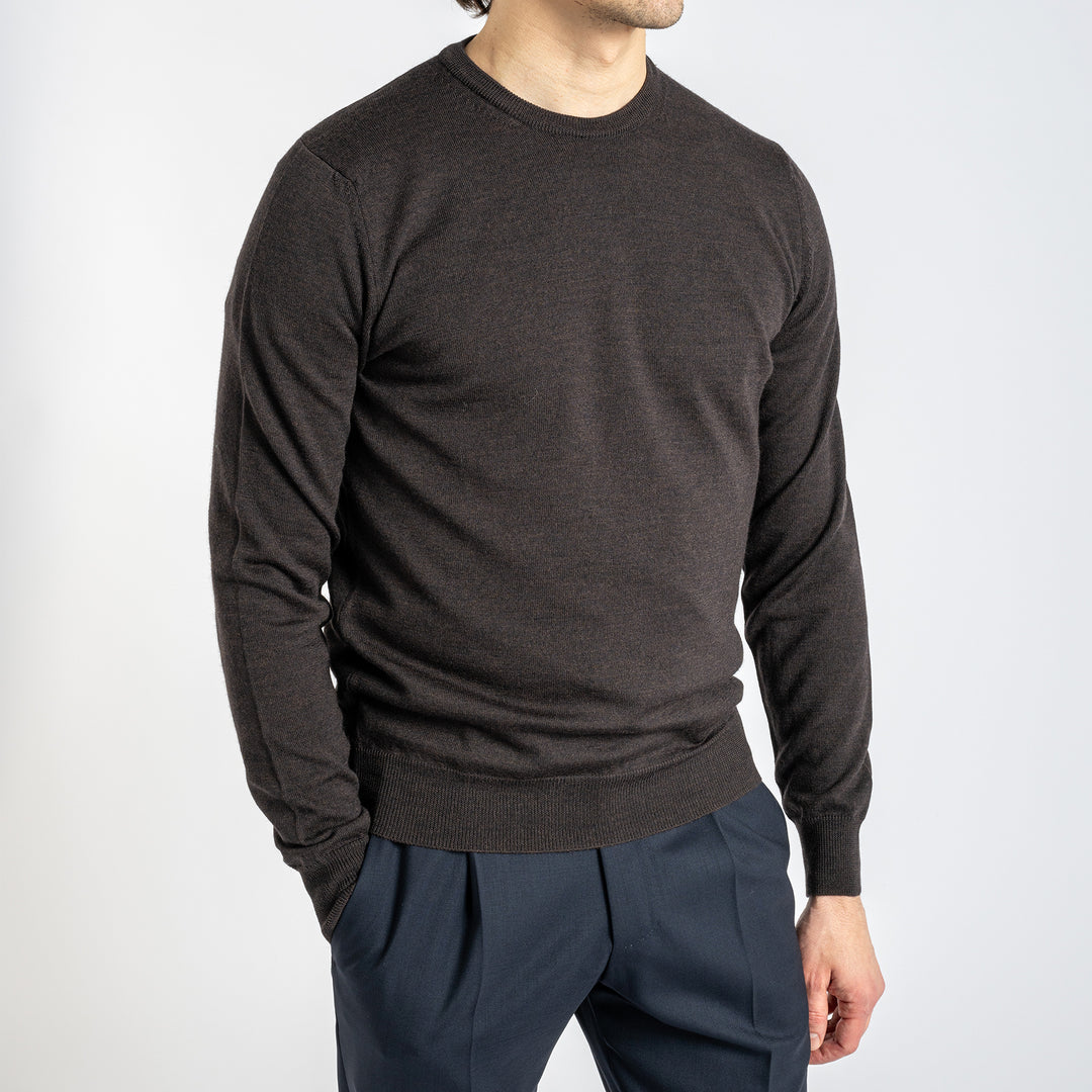 Extra Fine Merino Crewneck Dark Brown