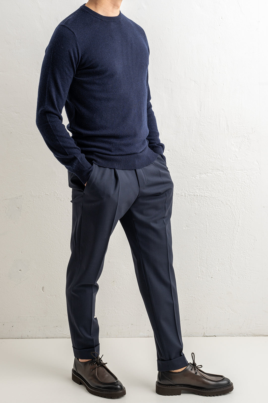 Wool Cashmere Blend Sweater Navy