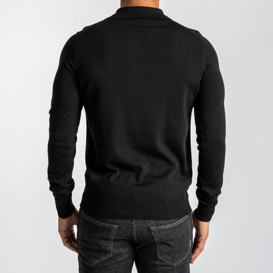 Merino Wool Polo Neck Black