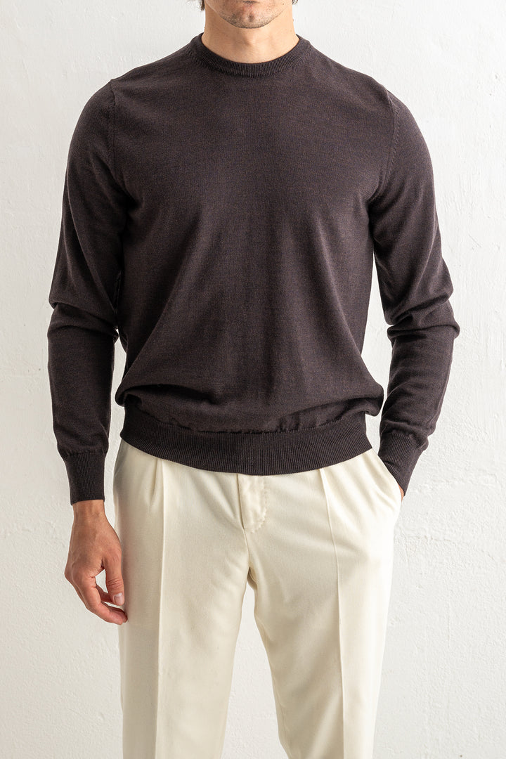 Superfine Merino Crewneck Brown