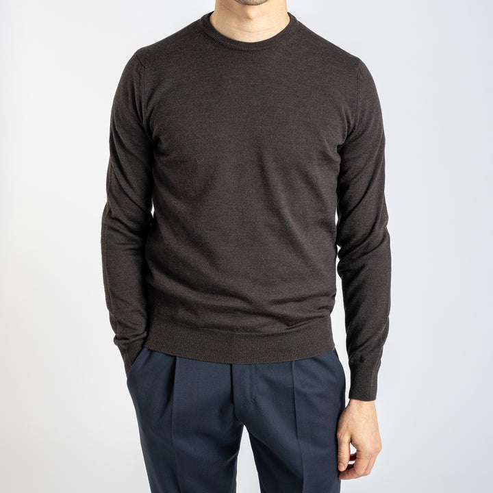 Extra Fine Merino Crewneck Dark Brown