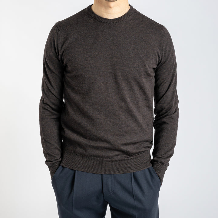 Extra Fine Merino Crewneck Dark Brown