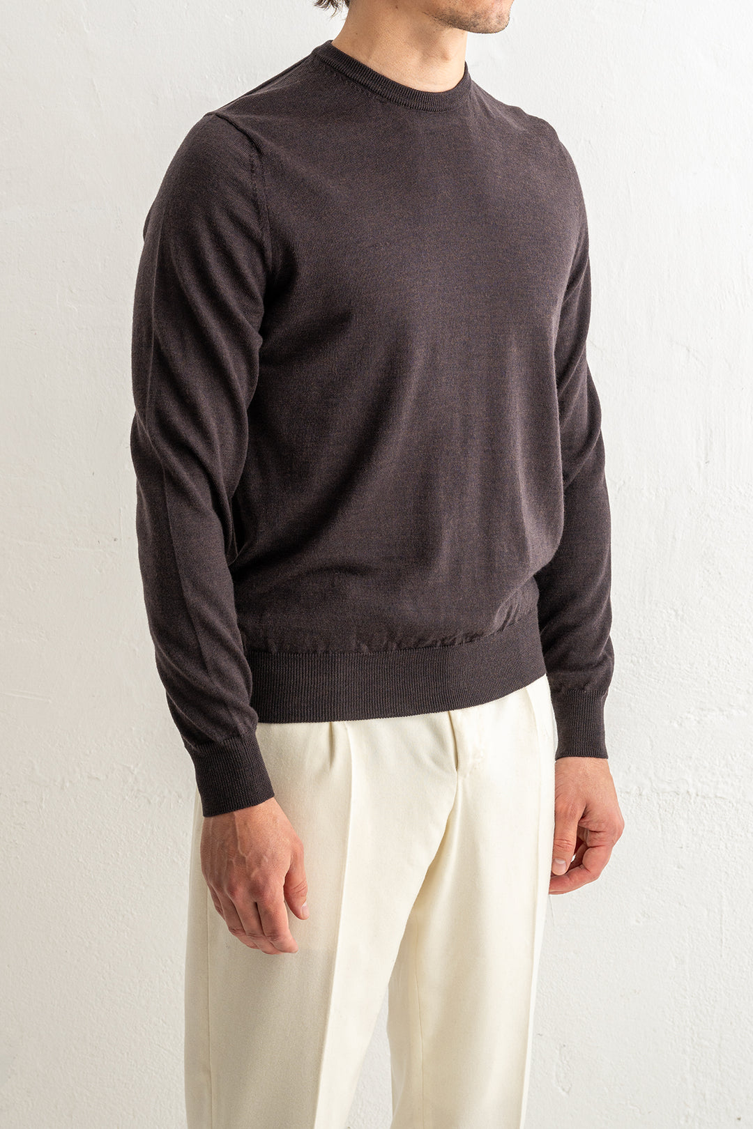 Superfine Merino Crewneck Brown