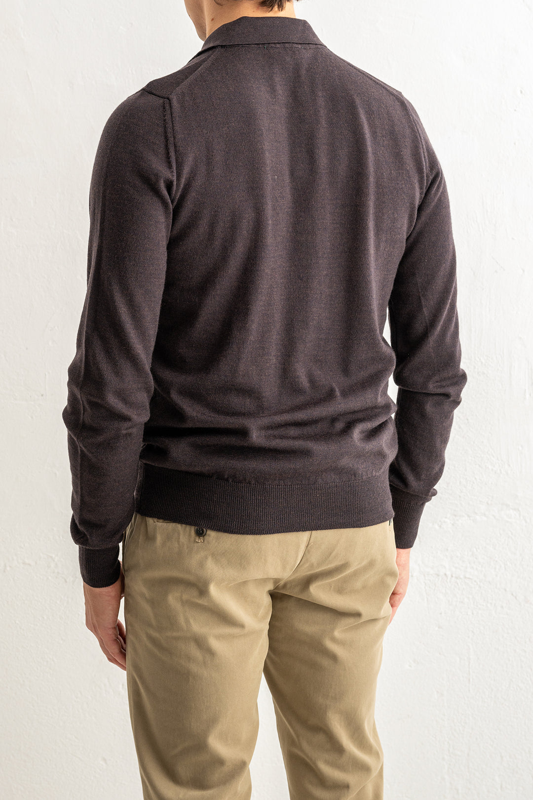 Superfine Merino Polo Brown