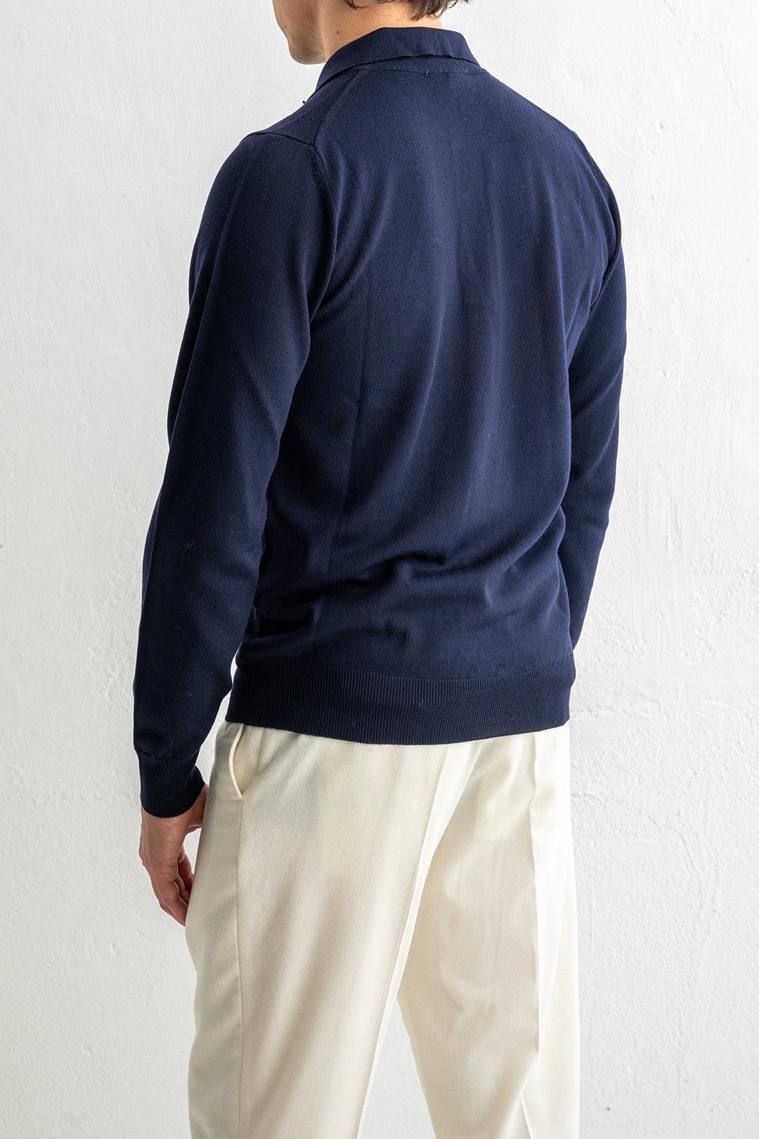 Superfine Merino Polo Navy