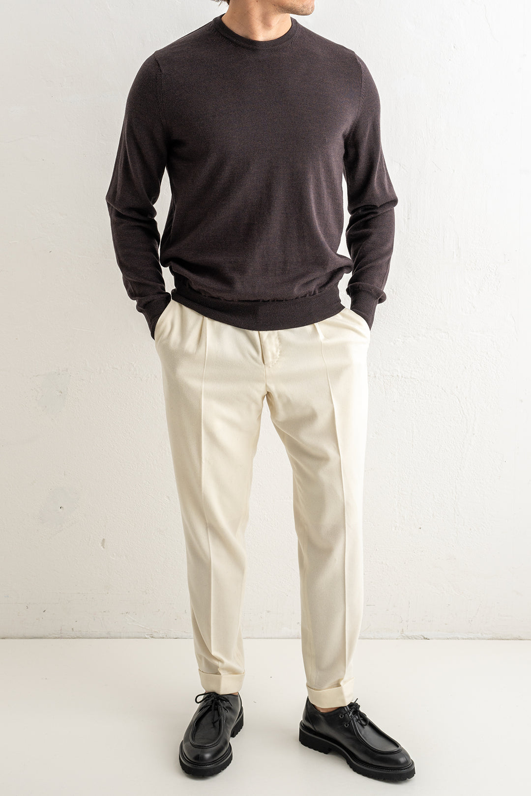 Superfine Merino Crewneck Brown