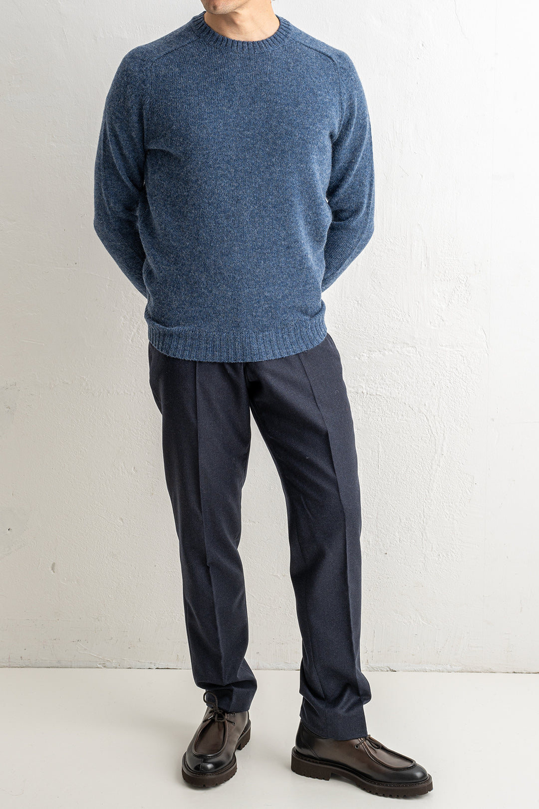 Samphrey Brushed Shetland Crewneck Denim