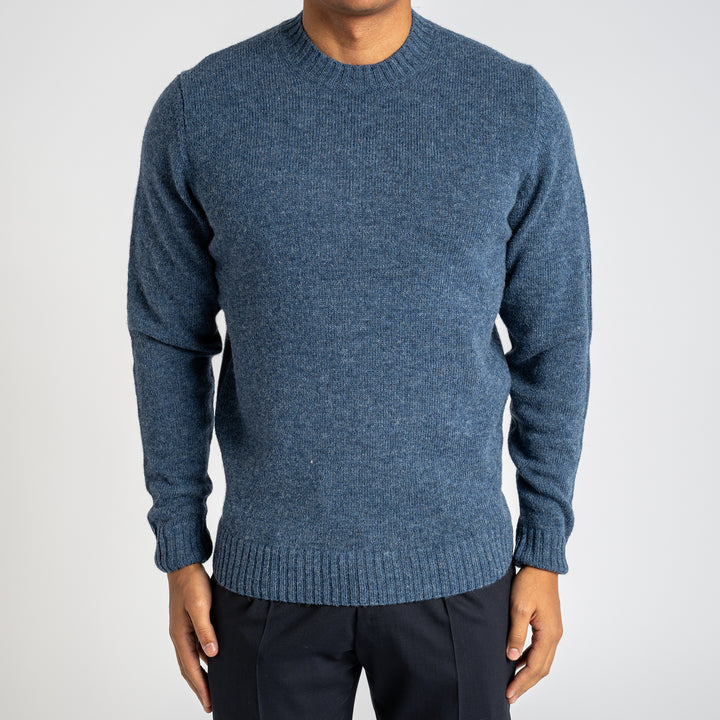 Kinnadie Shetland Long Sleeve Crew Neck Denim