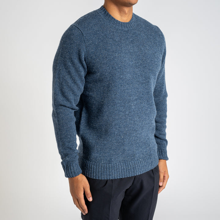 Kinnadie Shetland Long Sleeve Crew Neck Denim