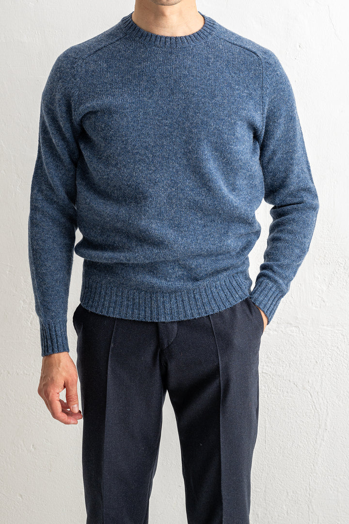 Samphrey Brushed Shetland Crewneck Denim