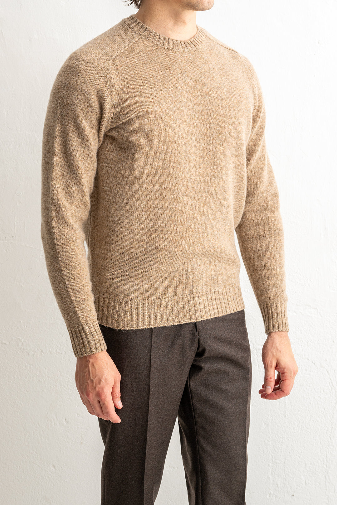 Samphrey Brushed Shetland Crewneck Pale Oak