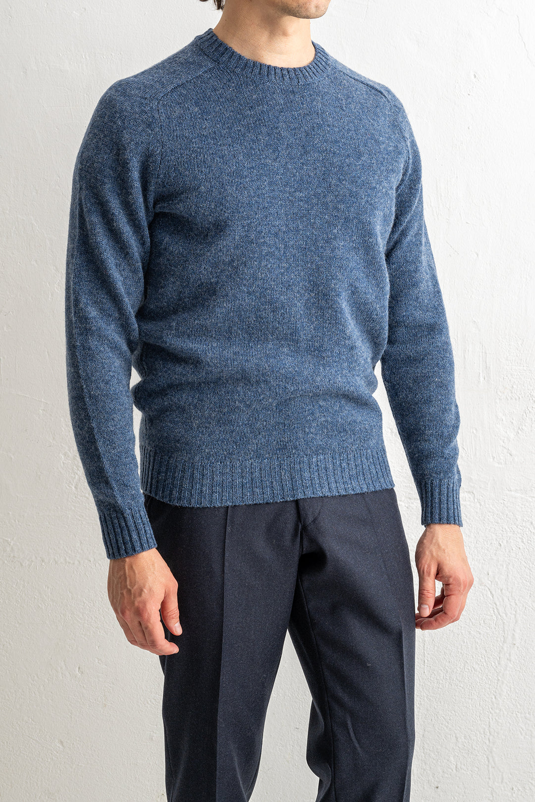 Samphrey Brushed Shetland Crewneck Denim
