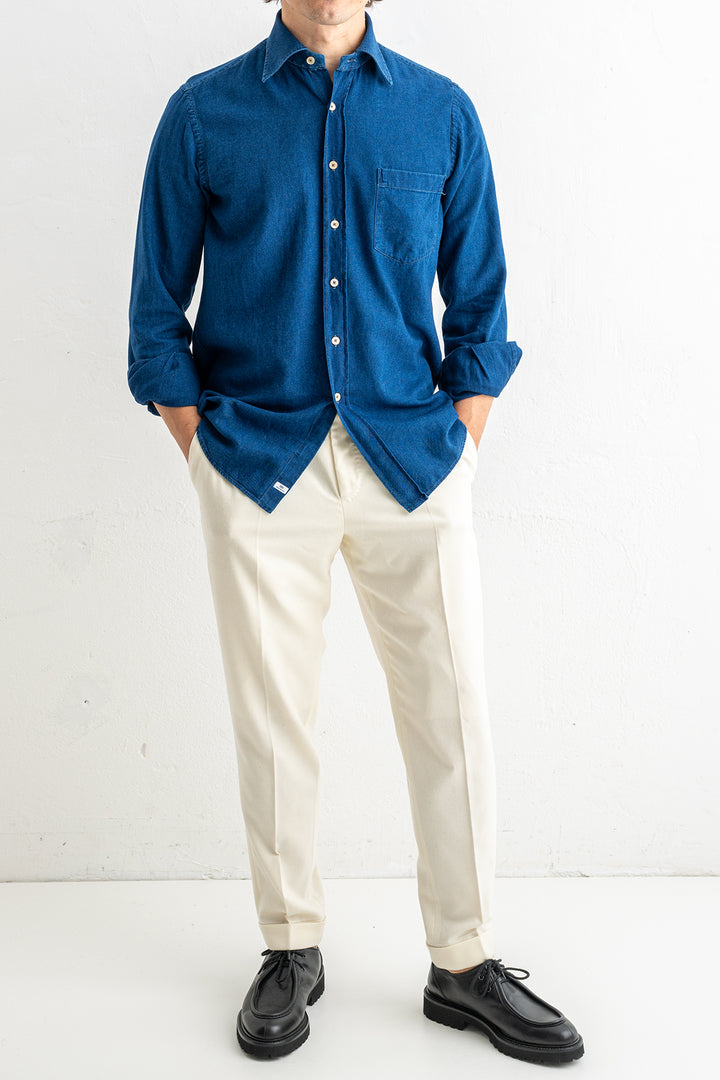 Luxury Cotton Denim Shirt MID BLUE