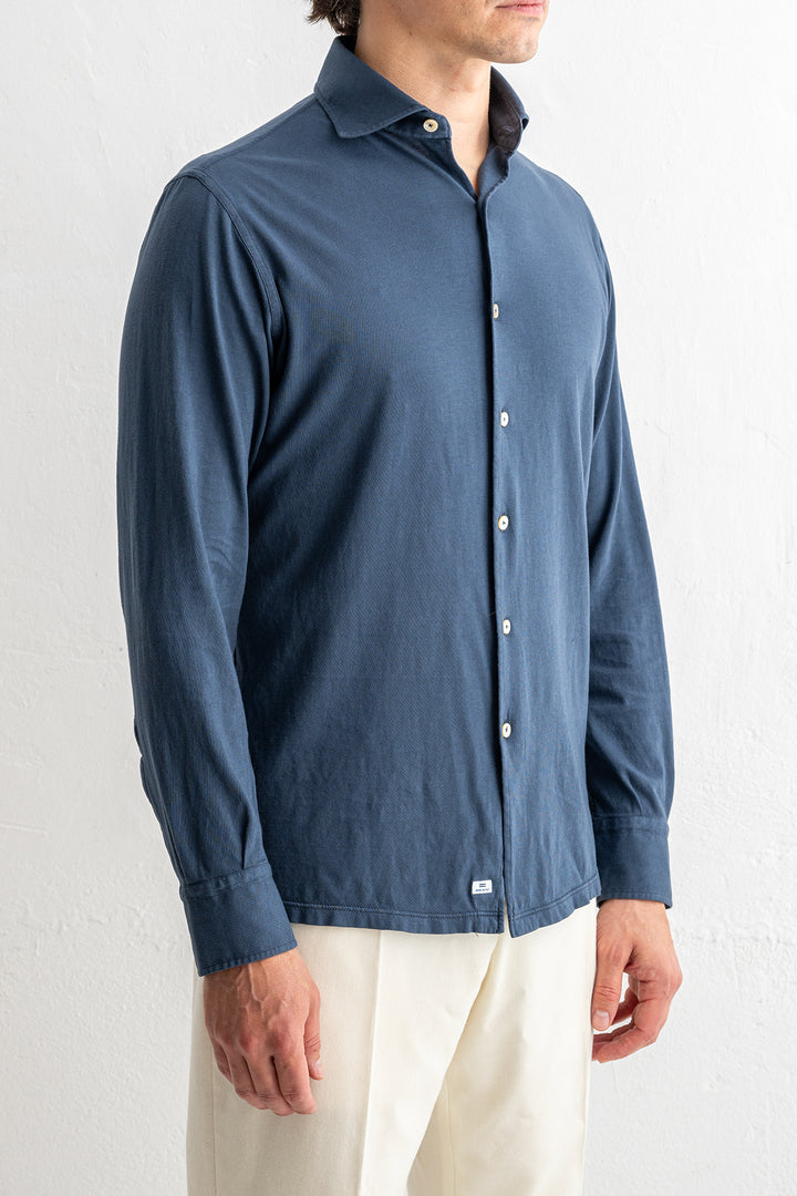 Luxury Cotton Jersey Shirt Navy