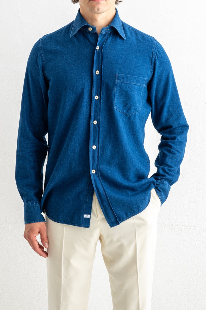 Luxury Cotton Denim Shirt MID BLUE